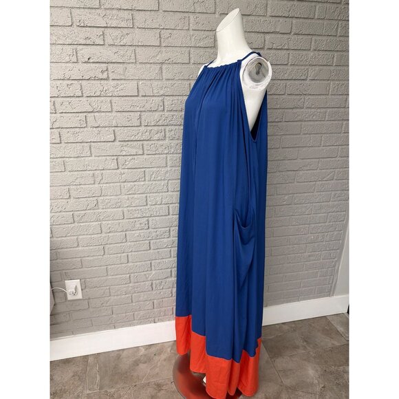 ASOS Women Spaghetti Strap Color Block Maxi Dress Size 16 - Picture 8 of 11